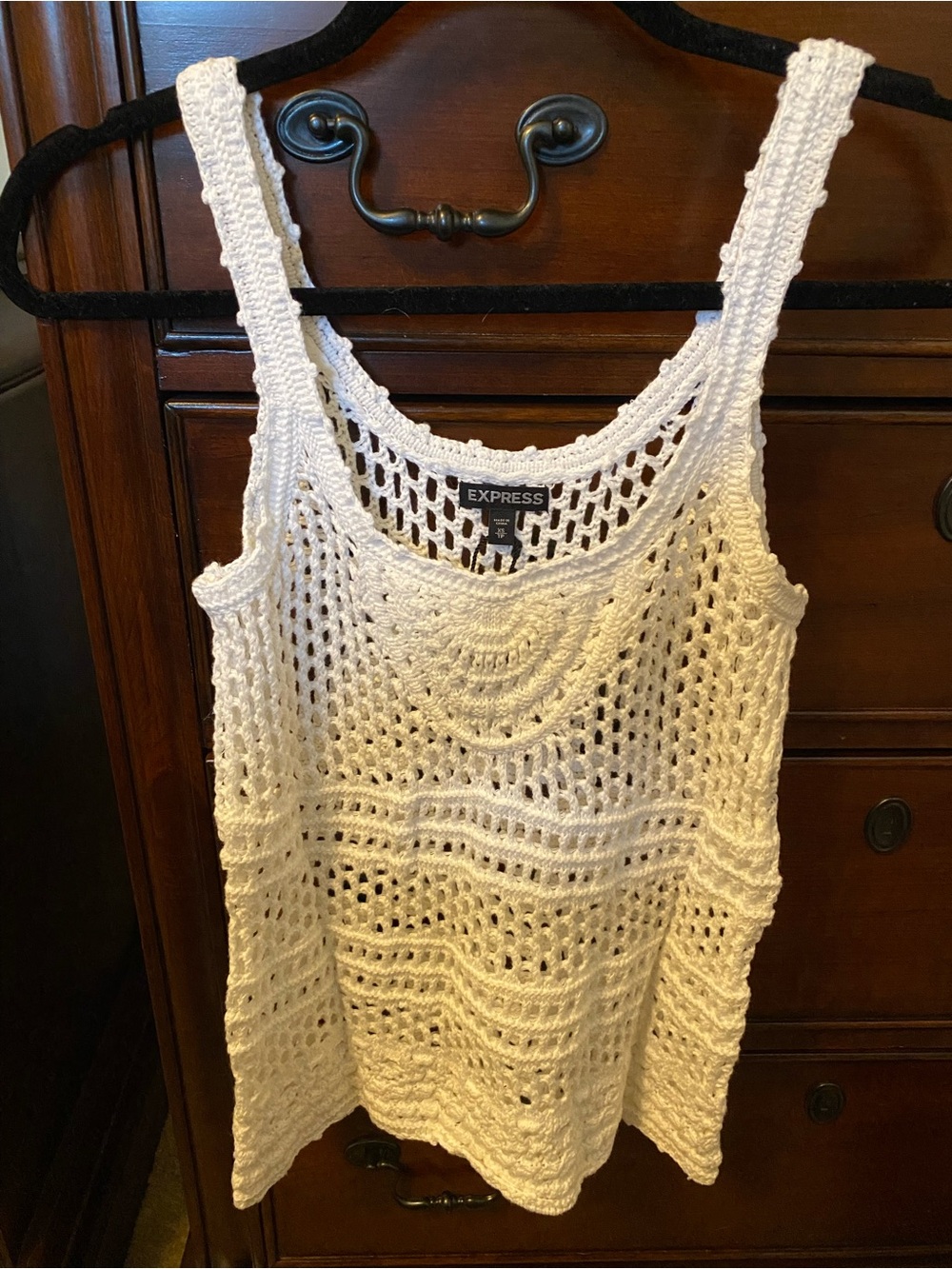 Express White Open-Knit Crochet Tank Top